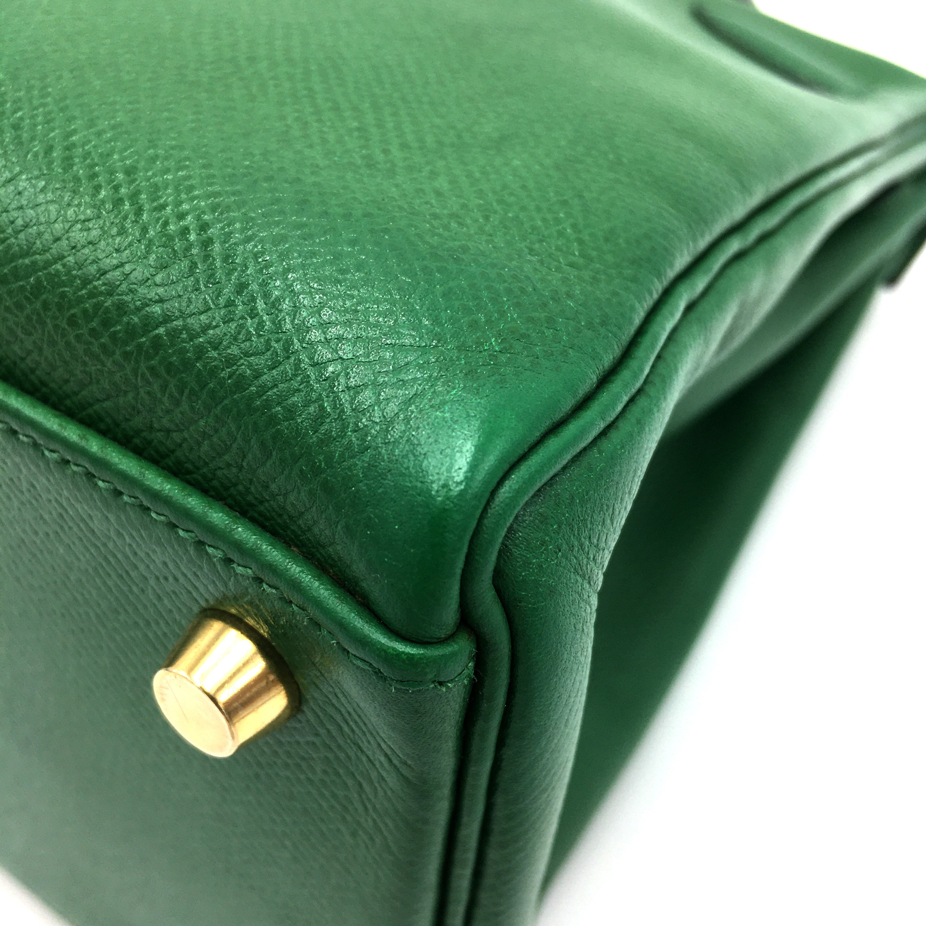 Kelly 32 leather handbag Hermès Green in Leather - 34193694