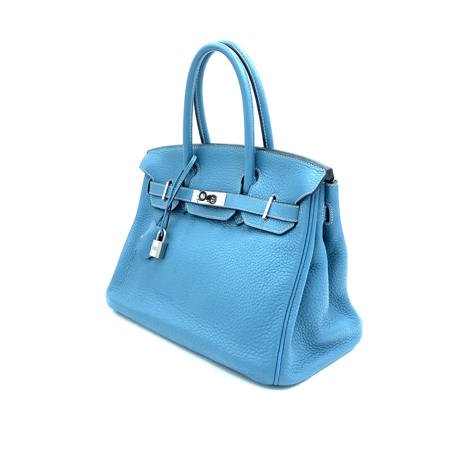 Hermes Birkin 30CM Clemence Blue Jean Palladium Hardware Handbag